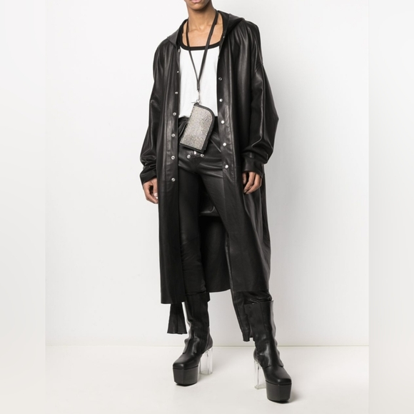 RICK OWENS Rick Owens - Crystal-Embellished Leather neck wallet bag. - Picture 9 of 9